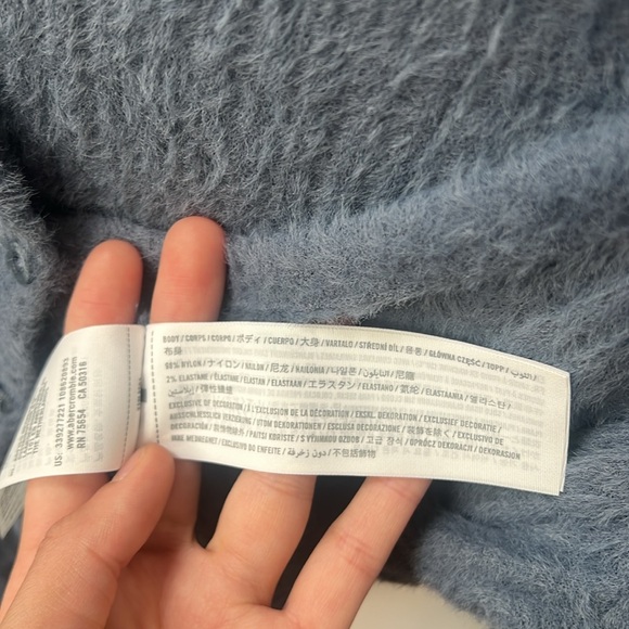 Hollister California Size Medium blue sweater fuzzy super soft button top shirt - Picture 7 of 13